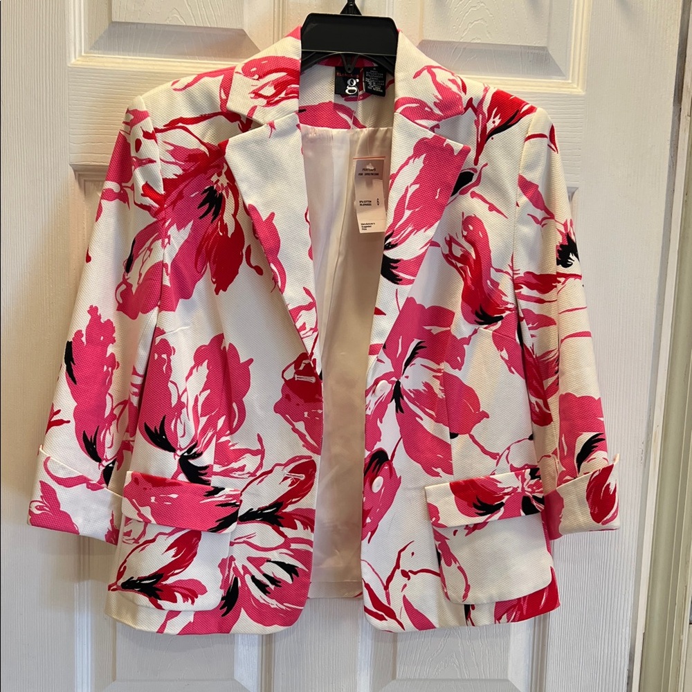 NWT Floral Pink and White Women's Blazer